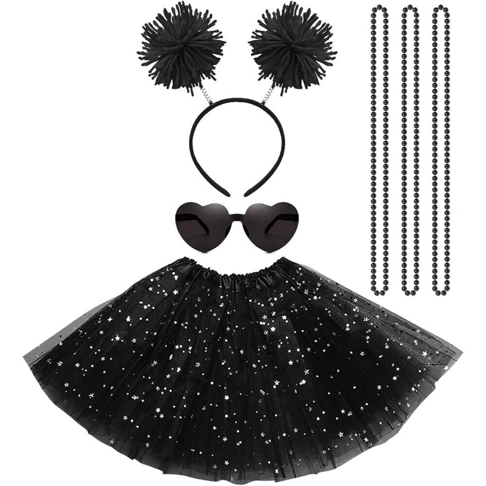 Women Girls Tutu Costume Accessories Set With Headband Sunglasses Party